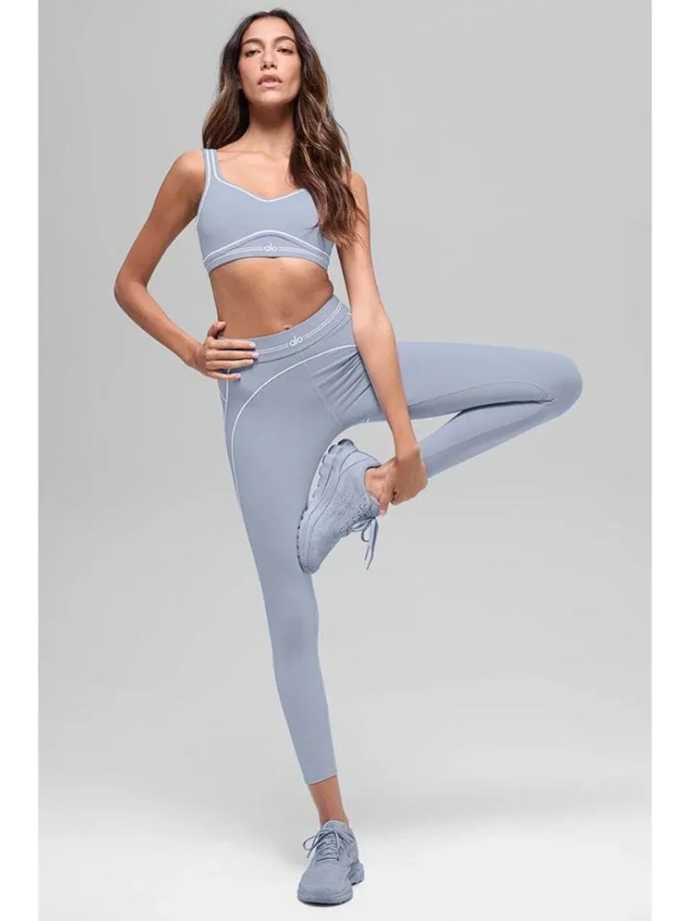 ALO YOGA Women's Airbrush High-Waist 7/8 Heart Throb Legging Size S Winter Frost